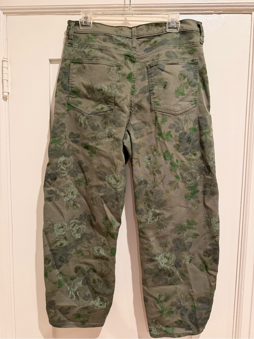 GAP Factory Olive Green Floral Barrel Jeans - Picture 6 of 8